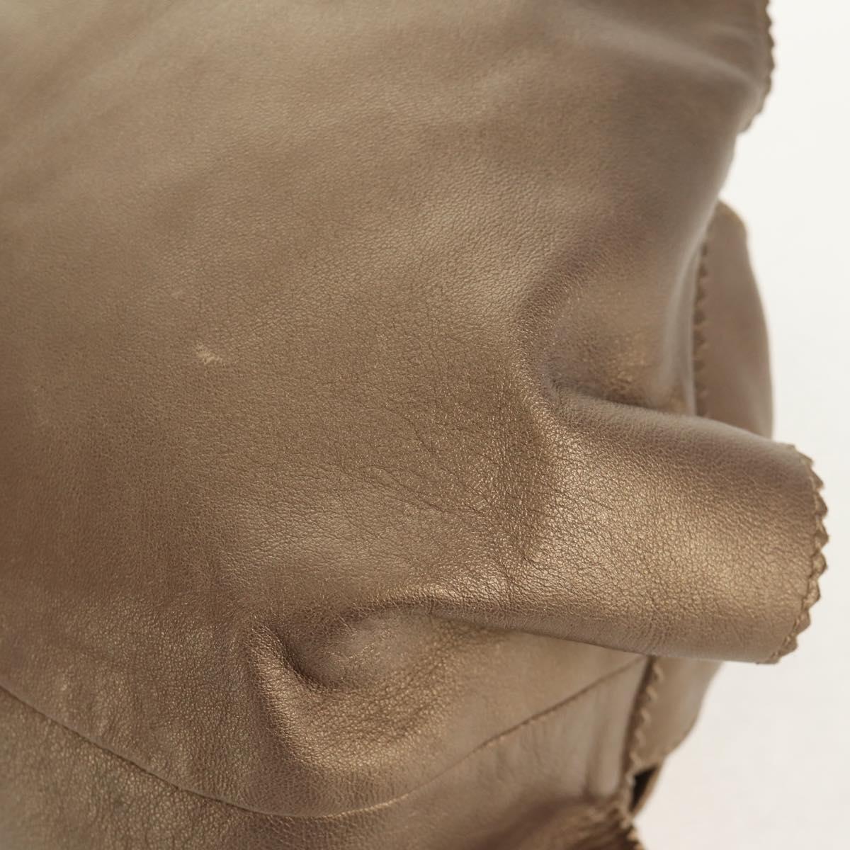 LOEWE Hand Bag Leather Gold Metallic brown Auth 153627V