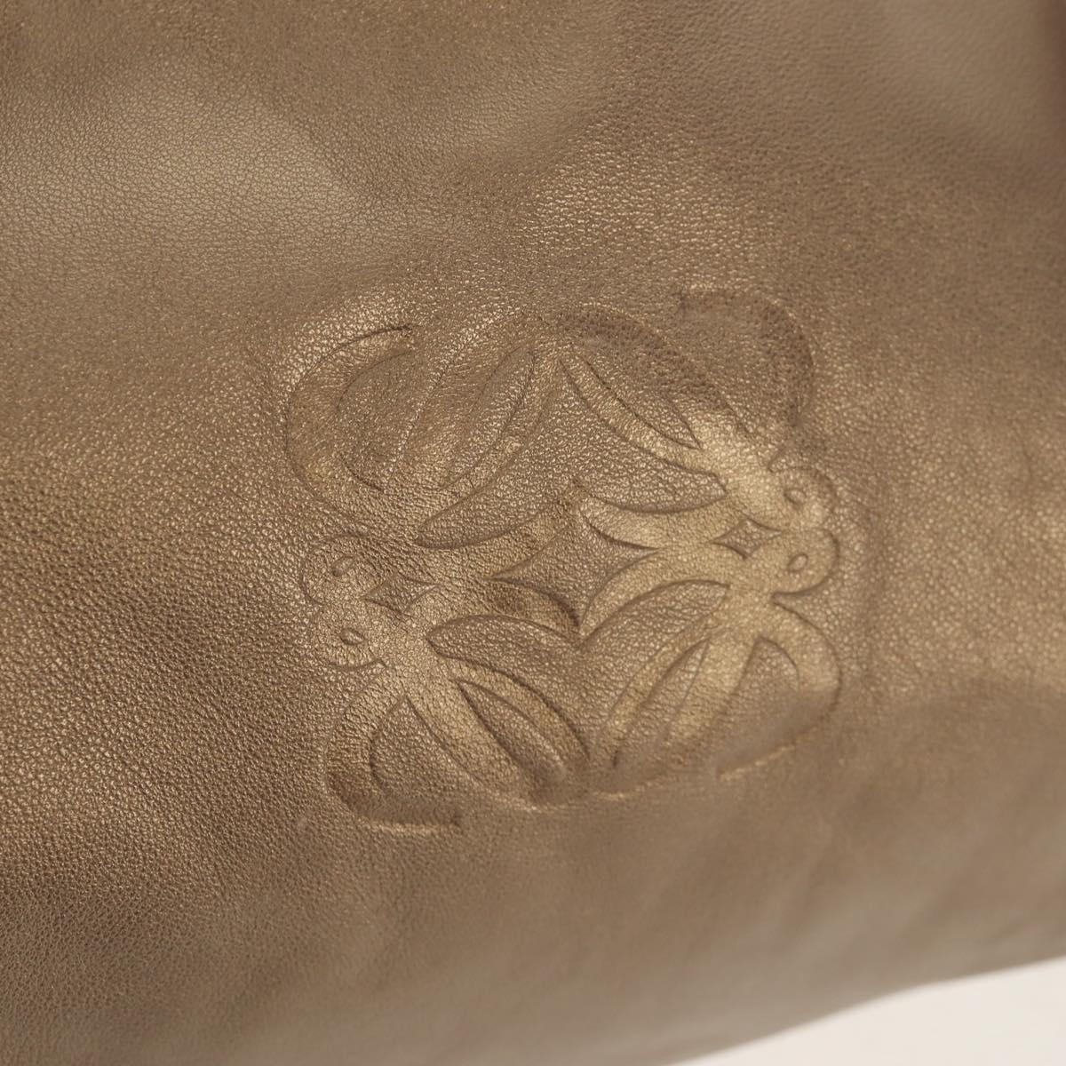 LOEWE Hand Bag Leather Gold Metallic brown Auth 153627V