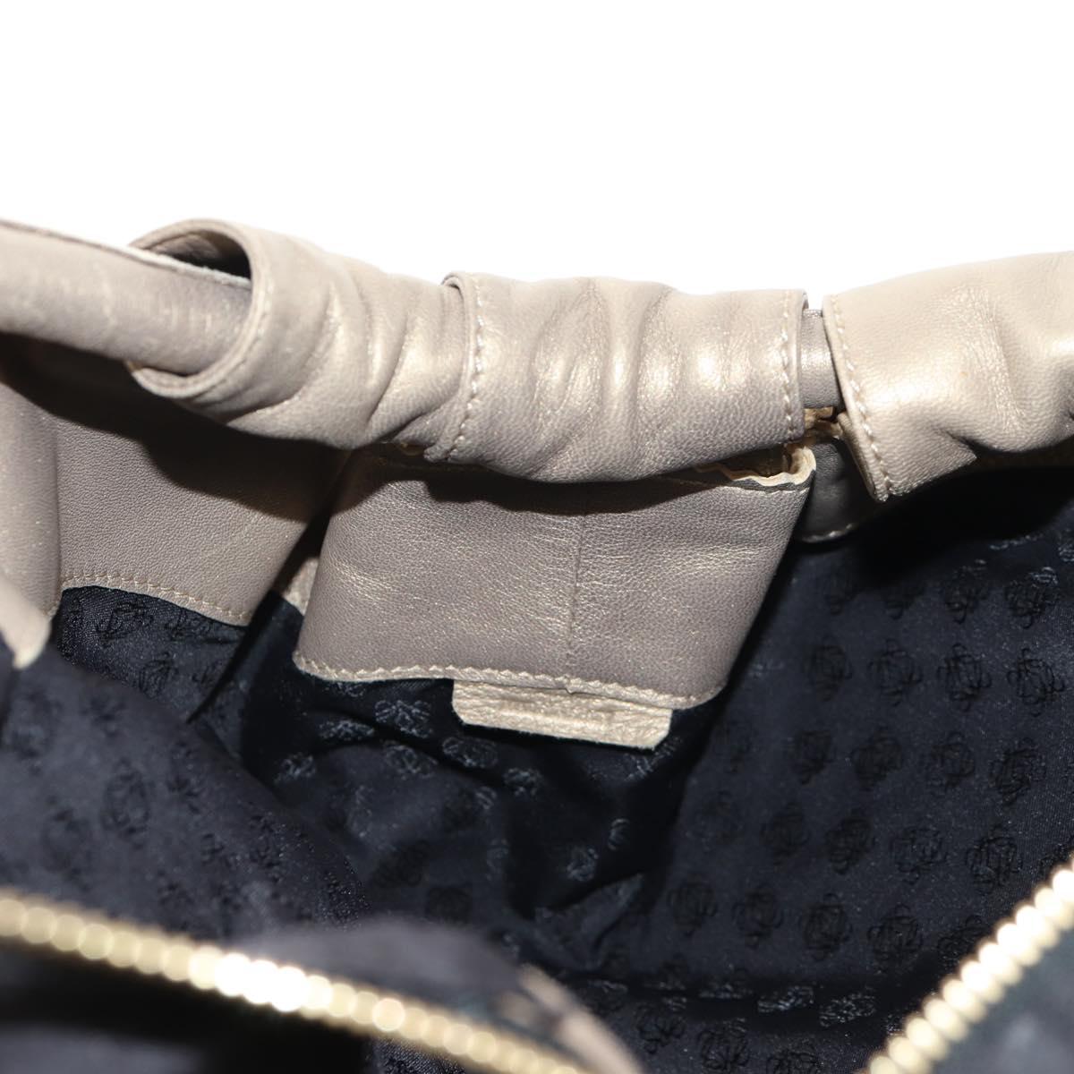 LOEWE Hand Bag Leather Gold Metallic brown Auth 153627V