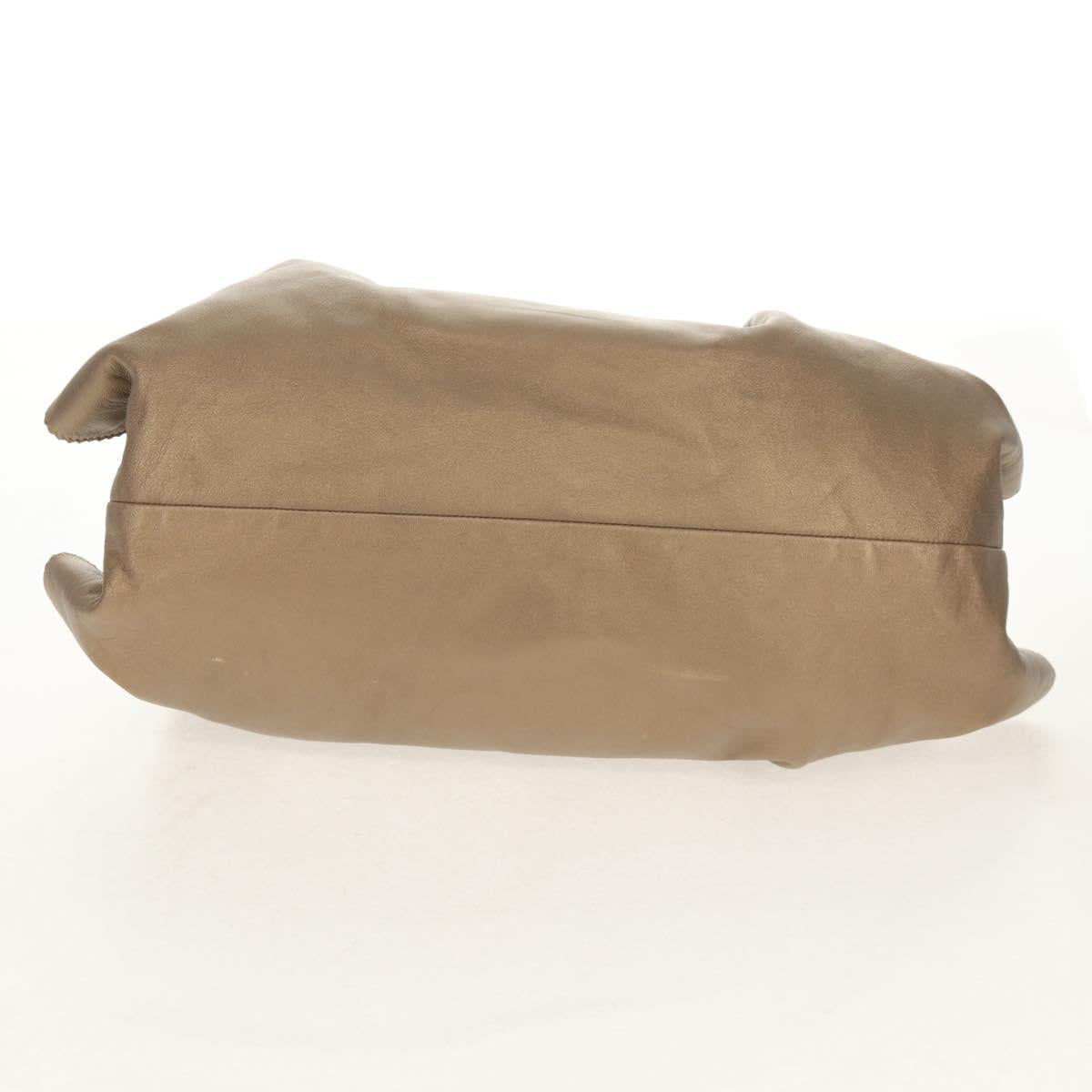 LOEWE Hand Bag Leather Gold Metallic brown Auth 153627V