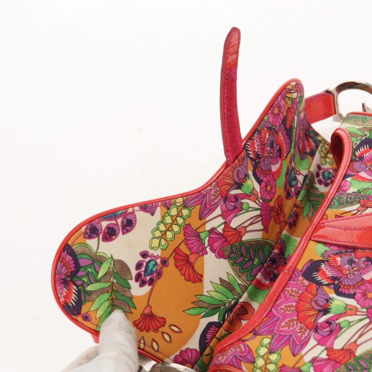 Christian Dior Saddle Shoulder Bag Canvas Pink Silver Auth 153630SAV