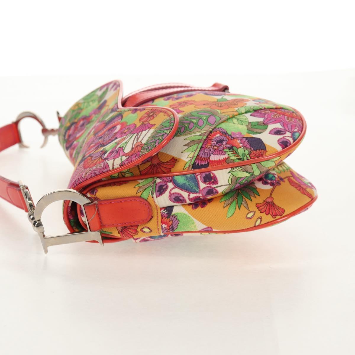 Christian Dior Saddle Shoulder Bag Canvas Pink Silver Auth 153630SAV