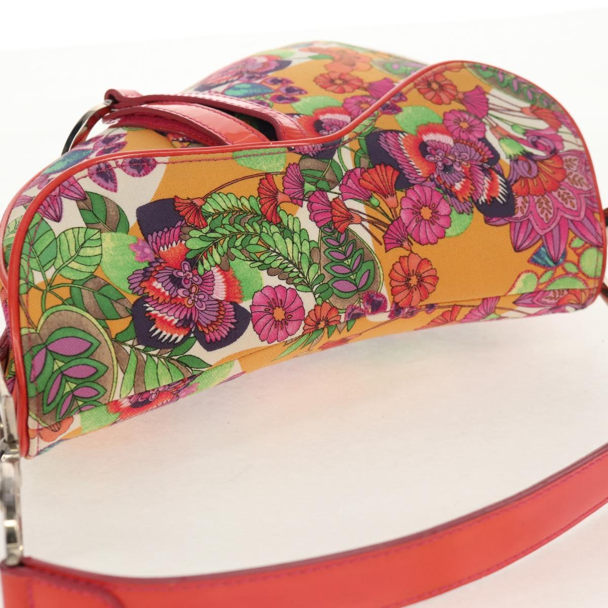 Christian Dior Saddle Shoulder Bag Canvas Pink Silver Auth 153630SAV