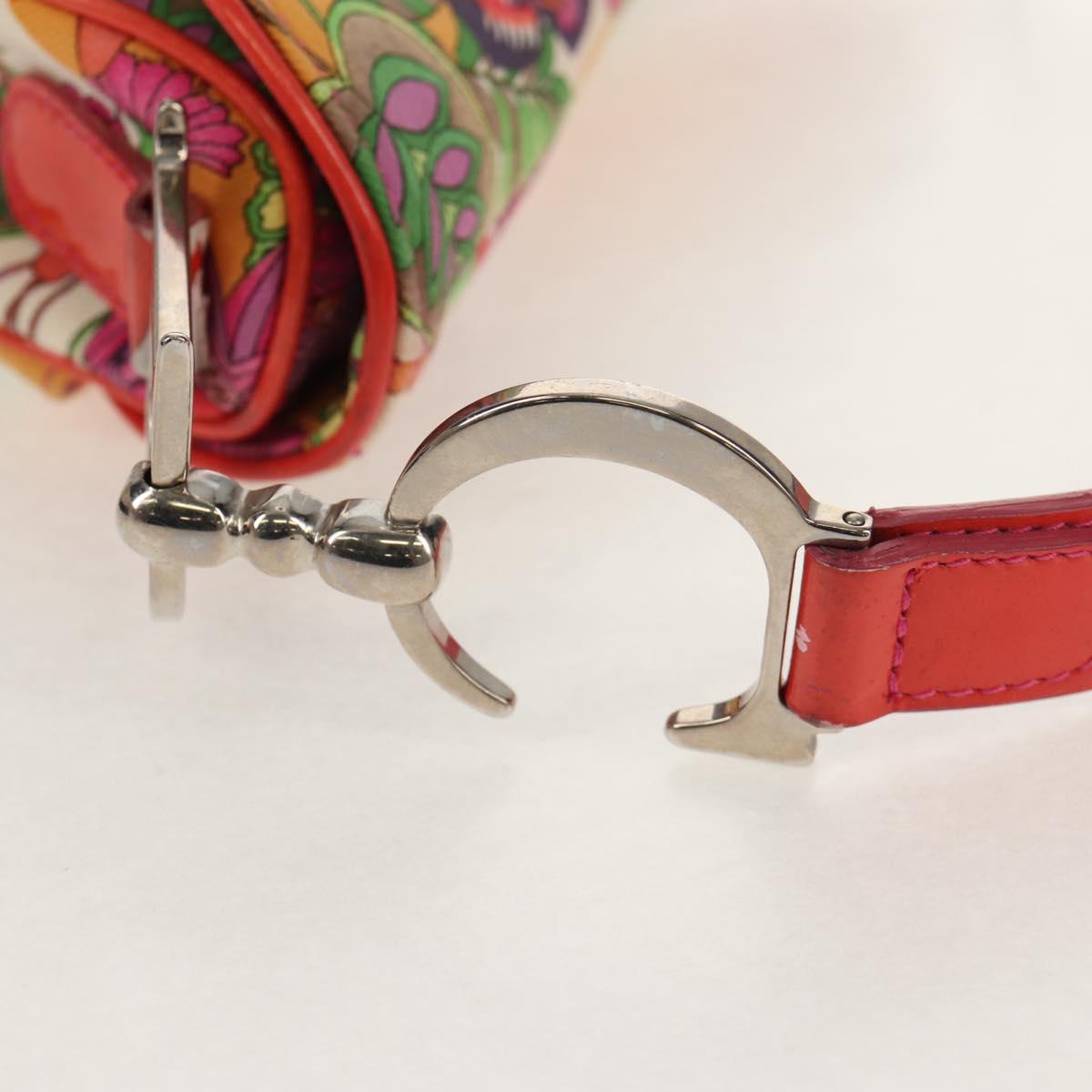 Christian Dior Saddle Shoulder Bag Canvas Pink Silver Auth 153630SAV