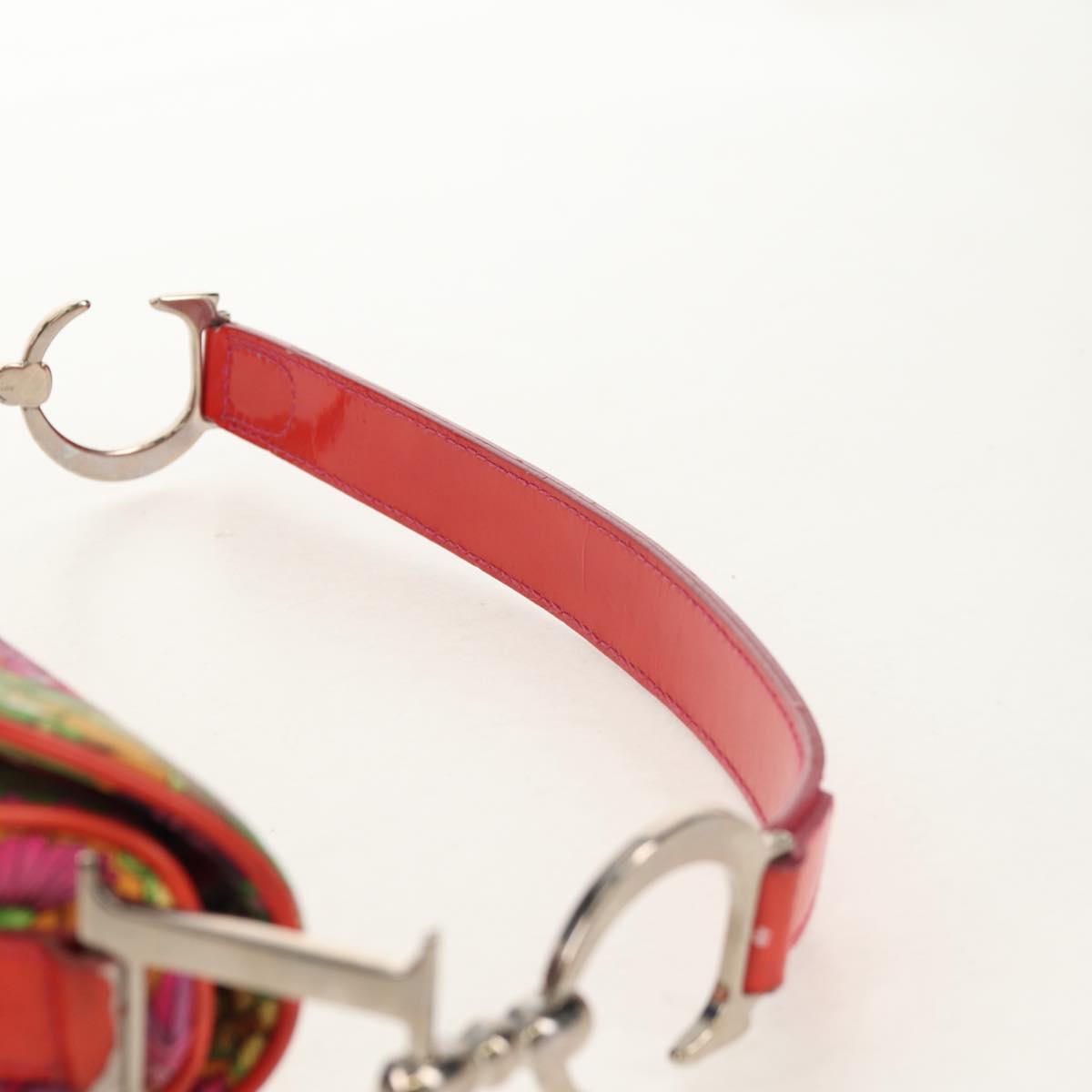 Christian Dior Saddle Shoulder Bag Canvas Pink Silver Auth 153630SAV
