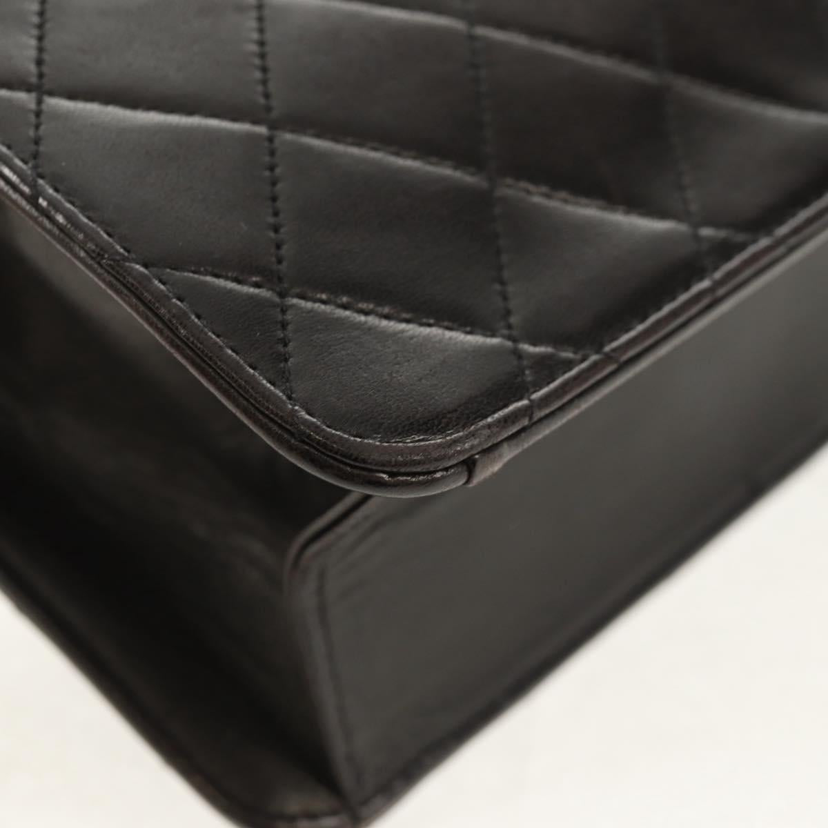 CHANEL Matelasse Chain Shoulder Bag Lamb Skin Black Gold CC Auth 153631V