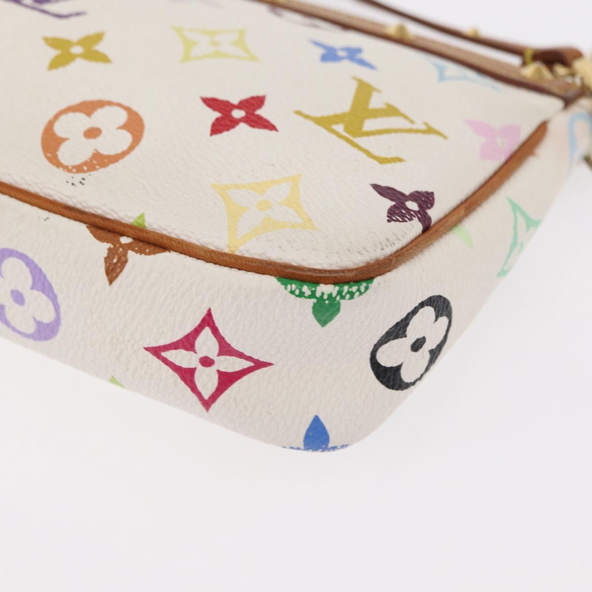 LOUIS VUITTON Multicolor Pochette Accessoires Pouch White M92649 LV Auth 153635A