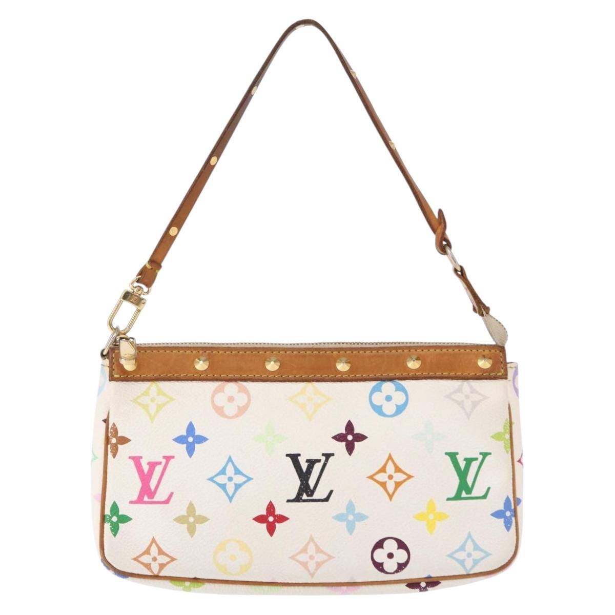 LOUIS VUITTON Multicolor Pochette Accessoires Pouch White M92649 LV Auth 153635A