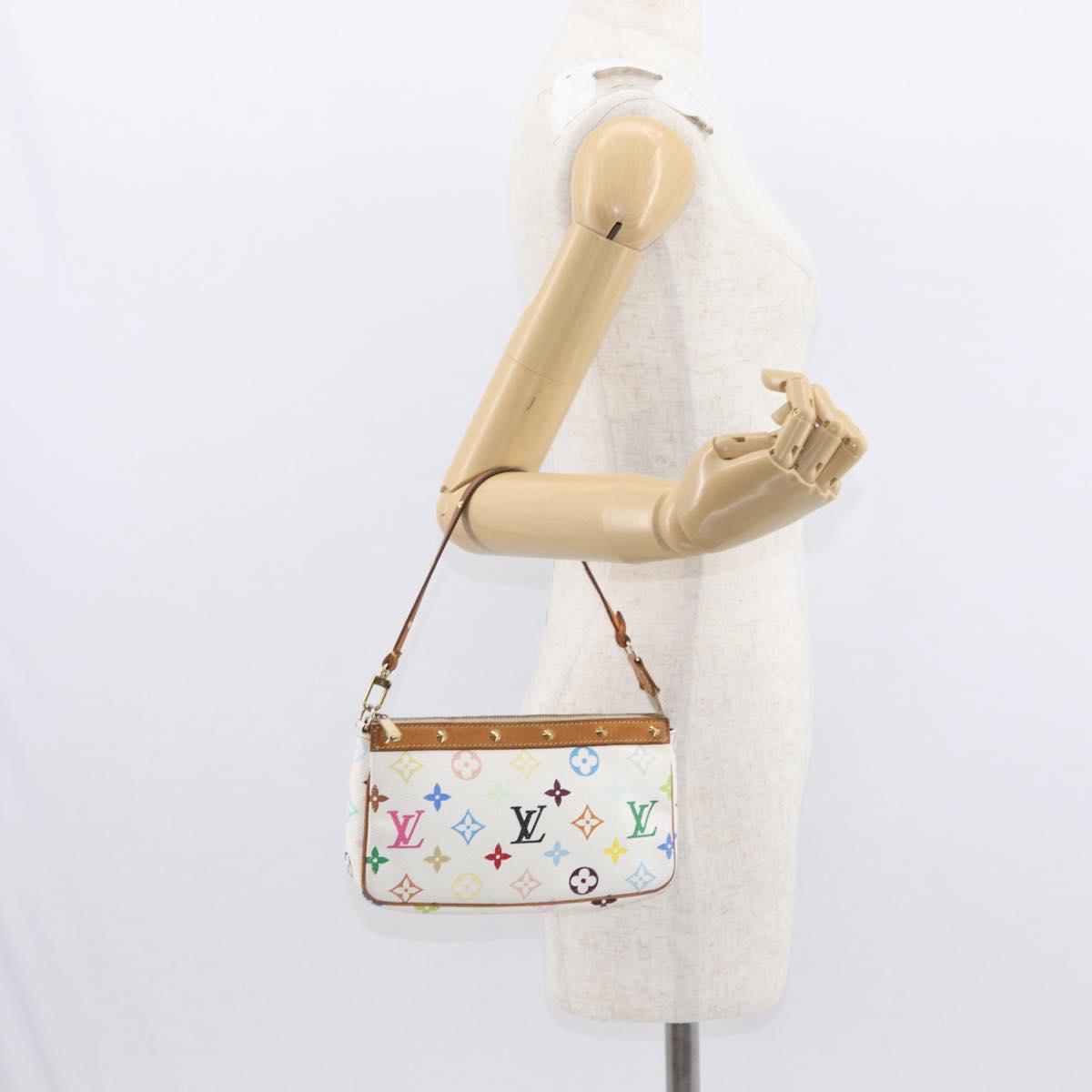 LOUIS VUITTON Multicolor Pochette Accessoires Pouch White M92649 LV Auth 153635A