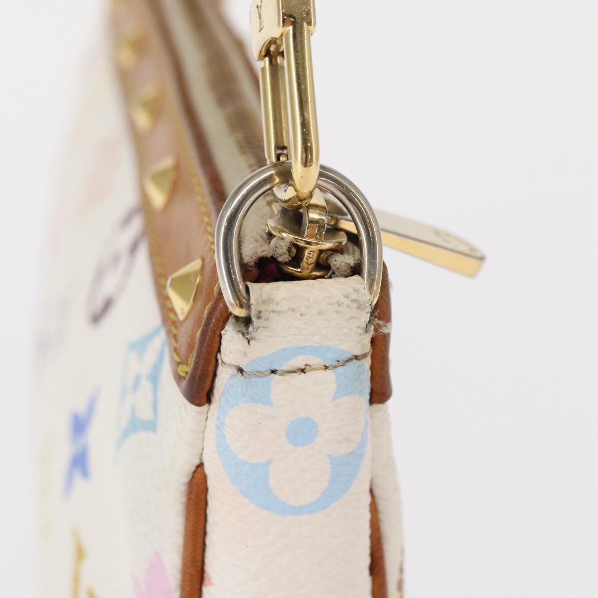 LOUIS VUITTON Multicolor Pochette Accessoires Pouch White M92649 LV Auth 153635A