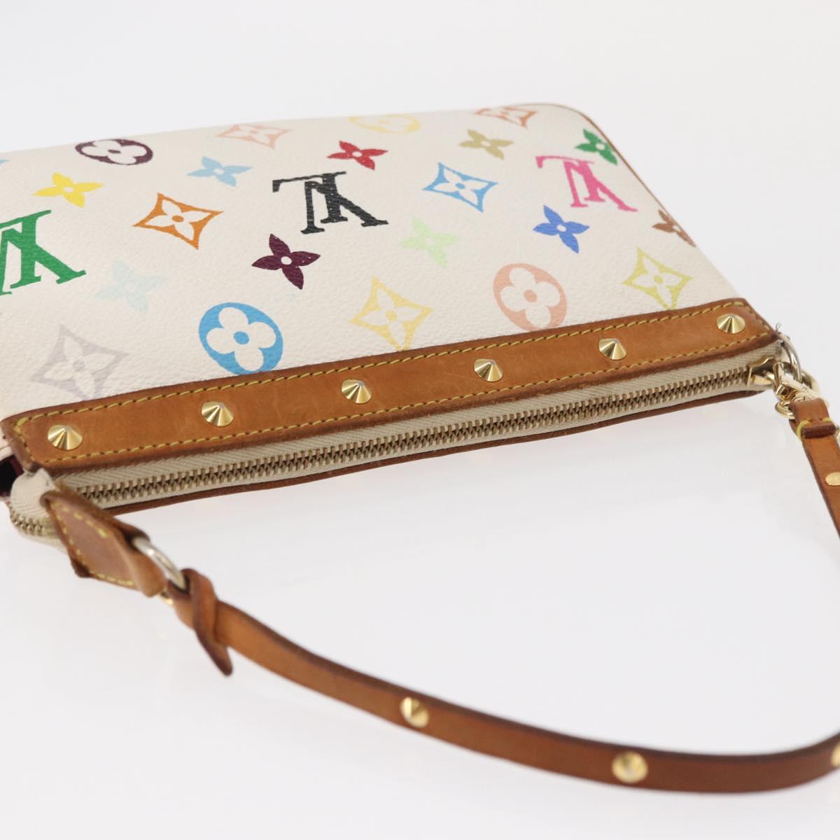 LOUIS VUITTON Multicolor Pochette Accessoires Pouch White M92649 LV Auth 153635A