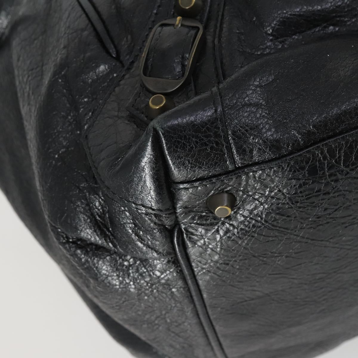 BALENCIAGA Paper Mini Hand Bag Leather Black 228750 Auth 153636