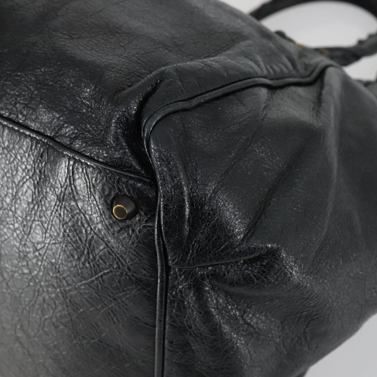 BALENCIAGA Paper Mini Hand Bag Leather Black 228750 Auth 153636