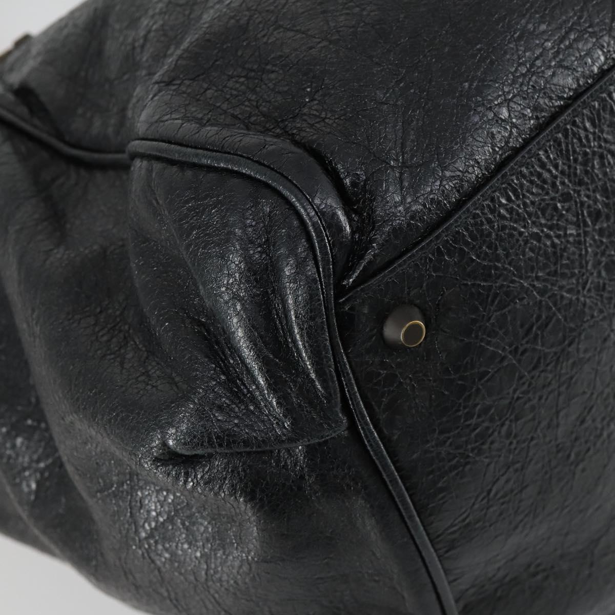 BALENCIAGA Paper Mini Hand Bag Leather Black 228750 Auth 153636