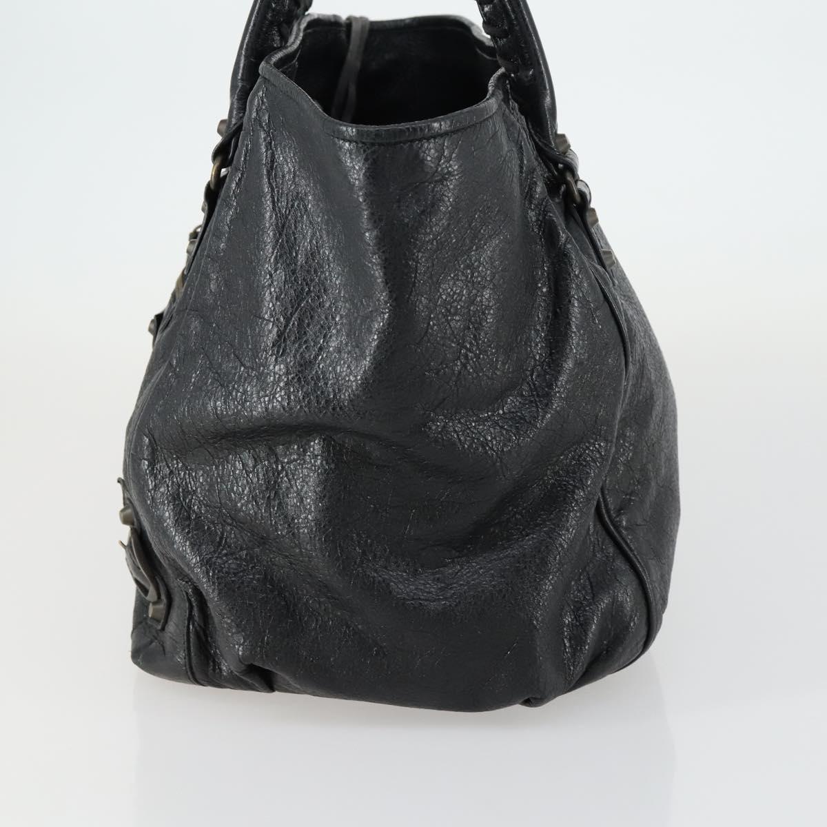 BALENCIAGA Paper Mini Hand Bag Leather Black 228750 Auth 153636