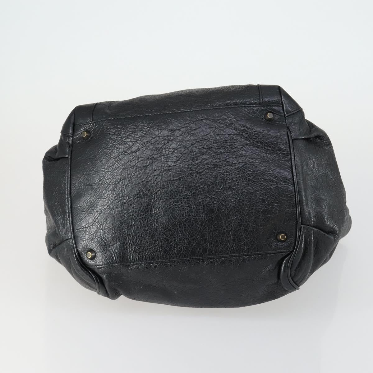 BALENCIAGA Paper Mini Hand Bag Leather Black 228750 Auth 153636