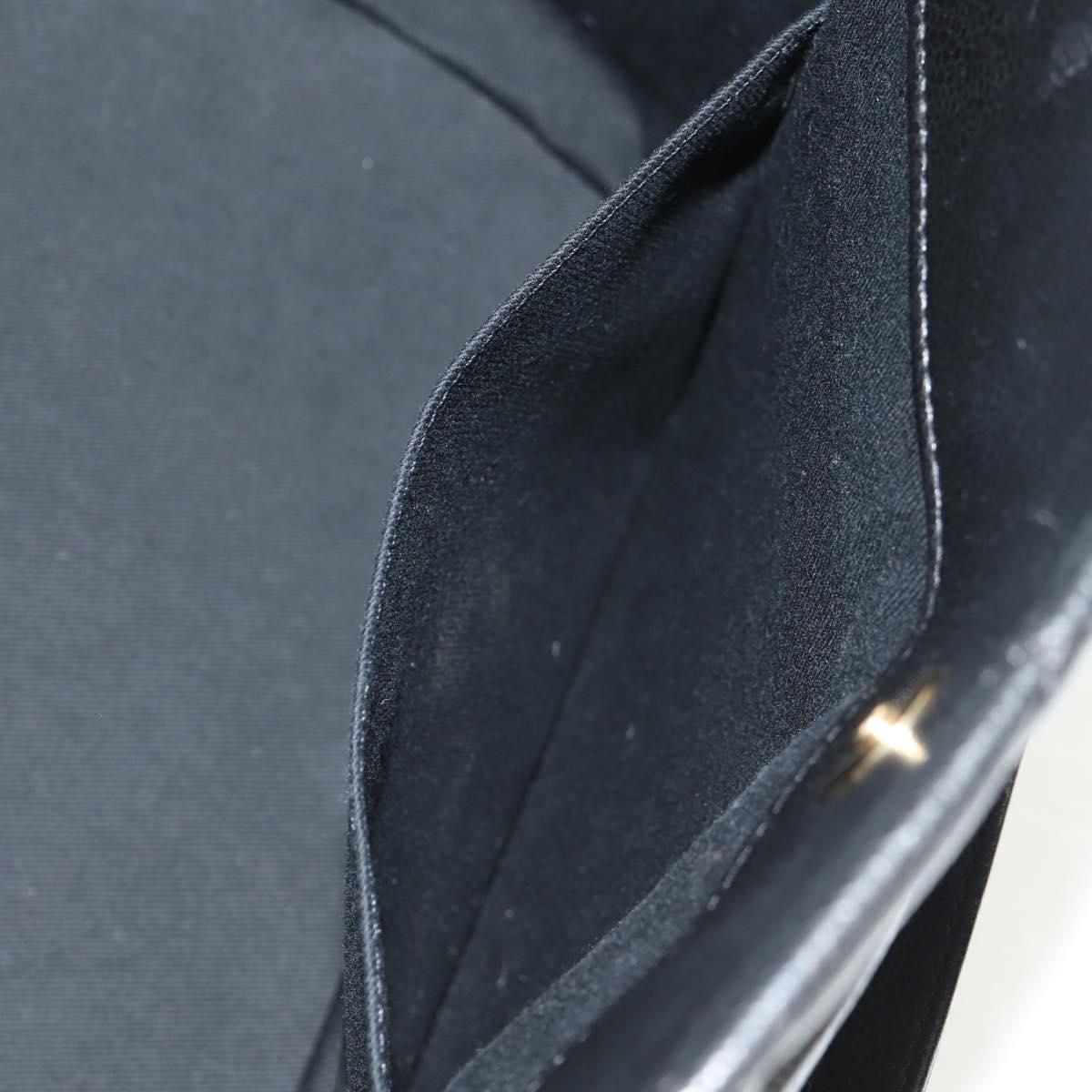 CHANEL Chain Shoulder Bag Caviar Skin Black Gold CC Auth 153637SAM