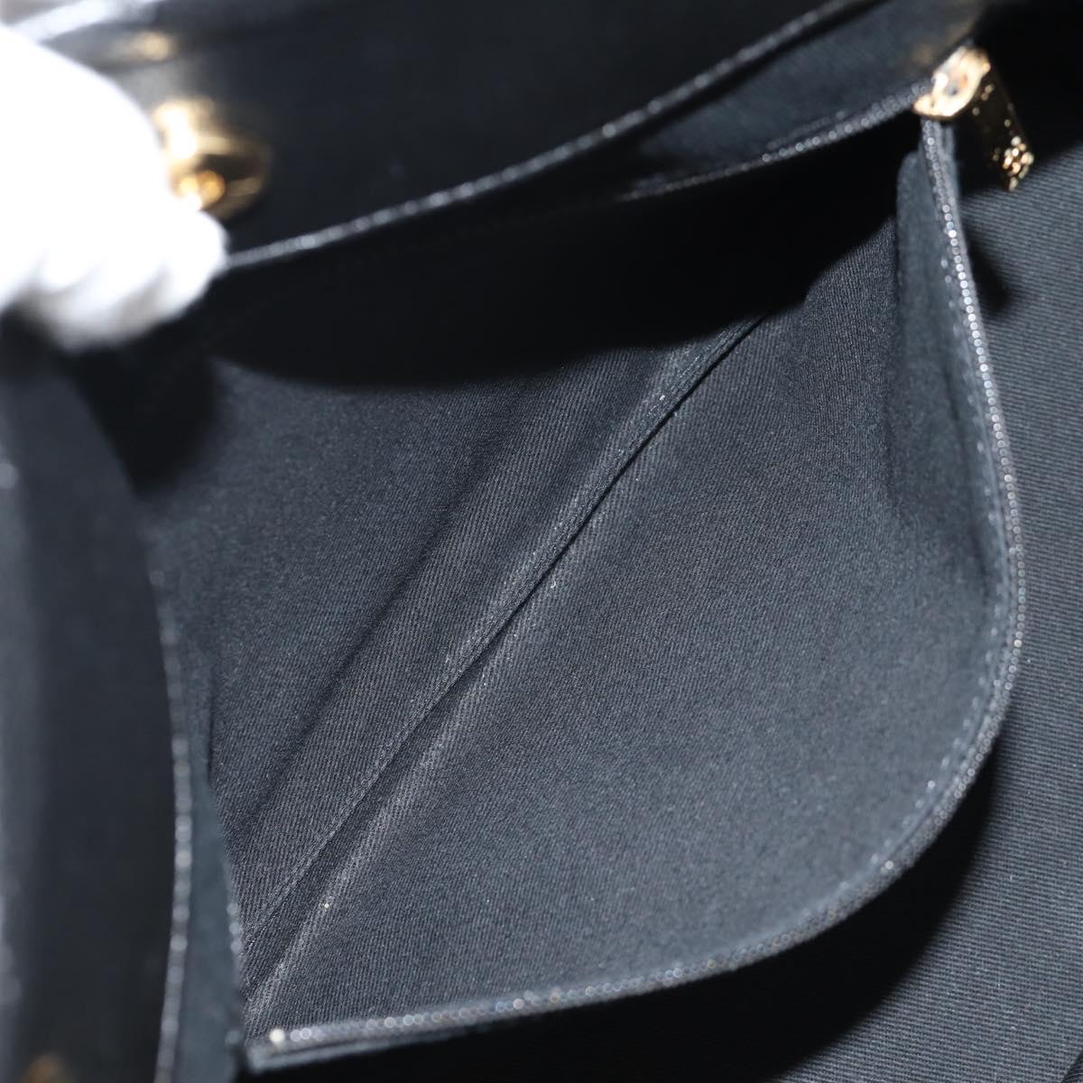 CHANEL Chain Shoulder Bag Caviar Skin Black Gold CC Auth 153637SAM