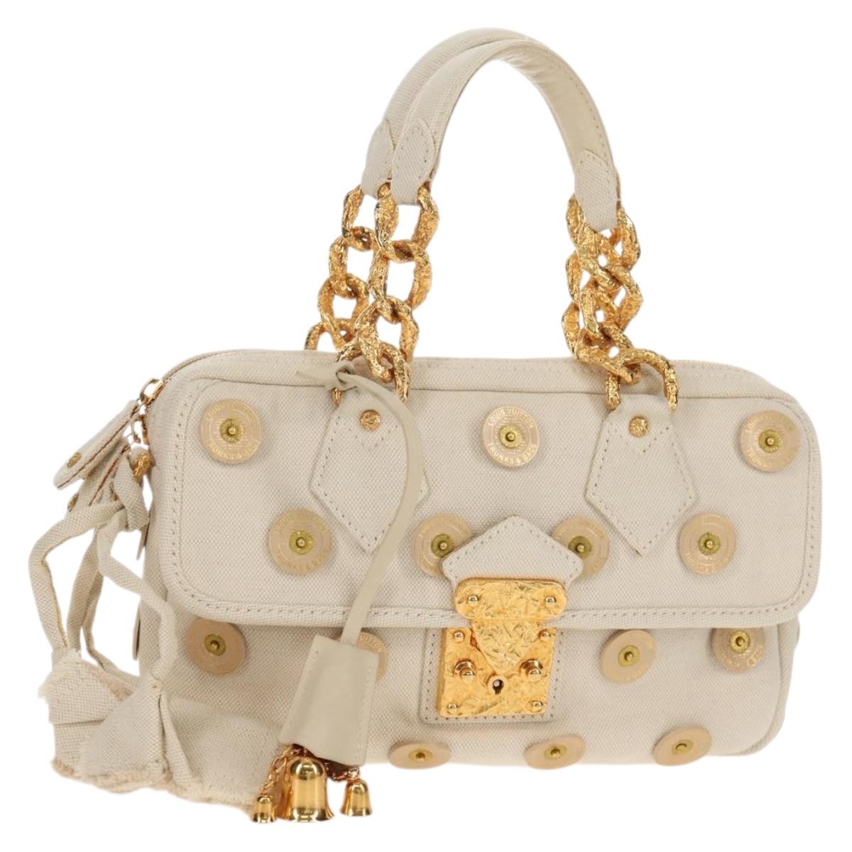 LOUIS VUITTON Tinkerbell Polka Dots Panama Bag Canvas White M95407 Auth 153639SM