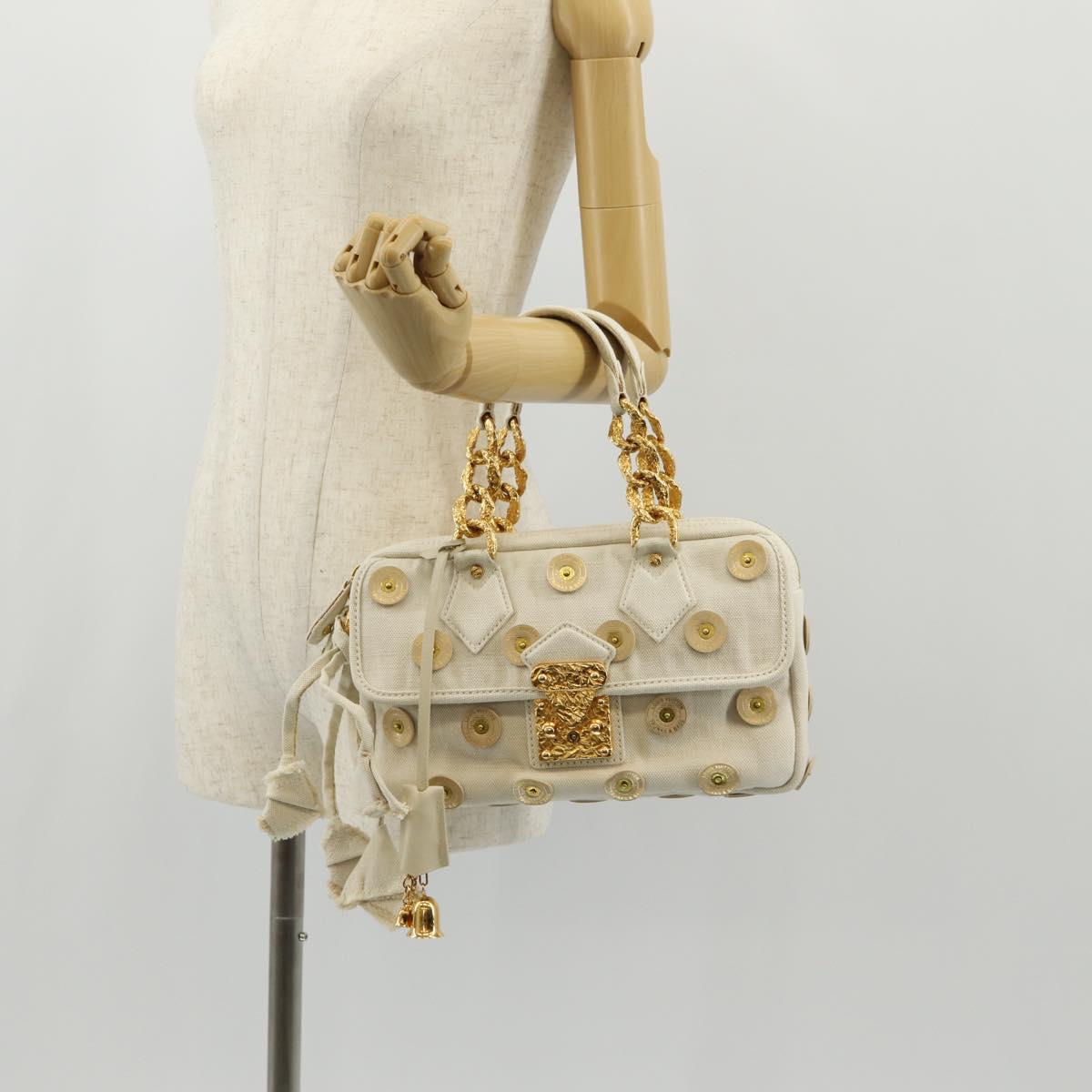 LOUIS VUITTON Tinkerbell Polka Dots Panama Bag Canvas White M95407 Auth 153639SM