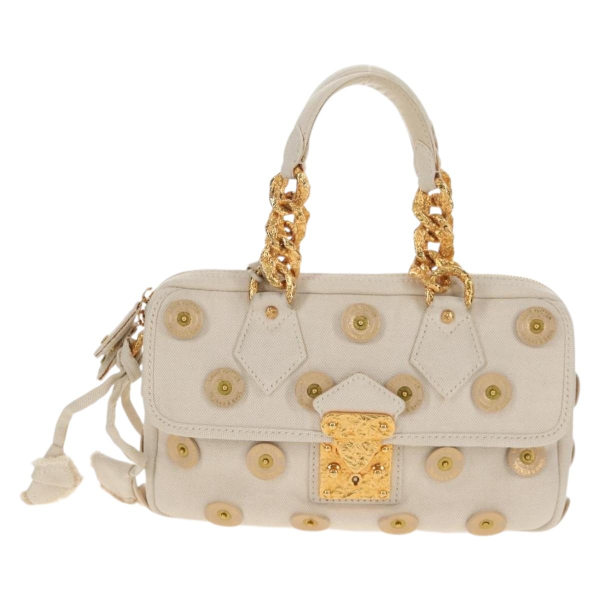 LOUIS VUITTON Tinkerbell Polka Dots Panama Bag Canvas White M95407 Auth 153639SM