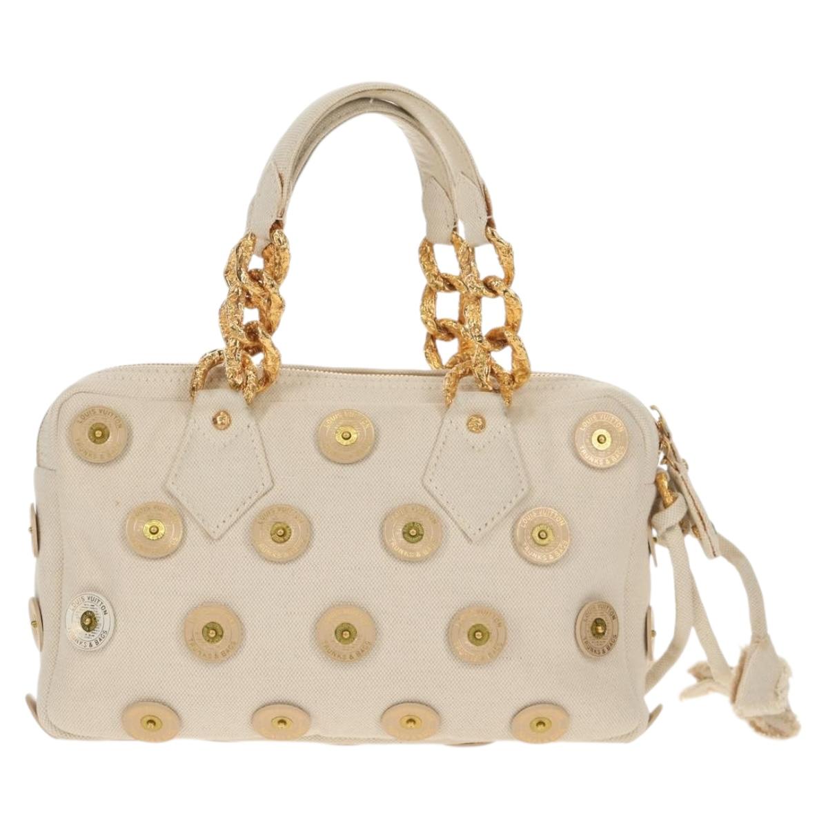 LOUIS VUITTON Tinkerbell Polka Dots Panama Bag Canvas White M95407 Auth 153639SM