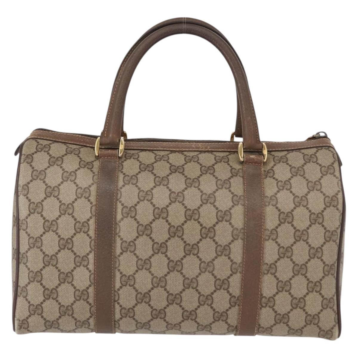 GUCCI GG Supreme Web Sherry Line Hand Bag PVC Beige Gold 40 02 007 Auth 153640