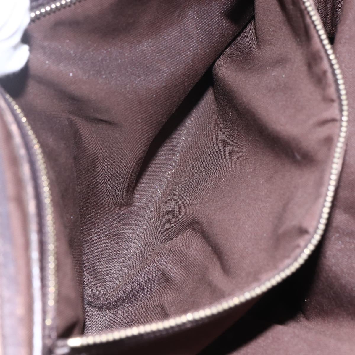 GUCCI Web Sherry Line GG Canvas Semi Tote Bag Beige Gold 137396 Auth 153643