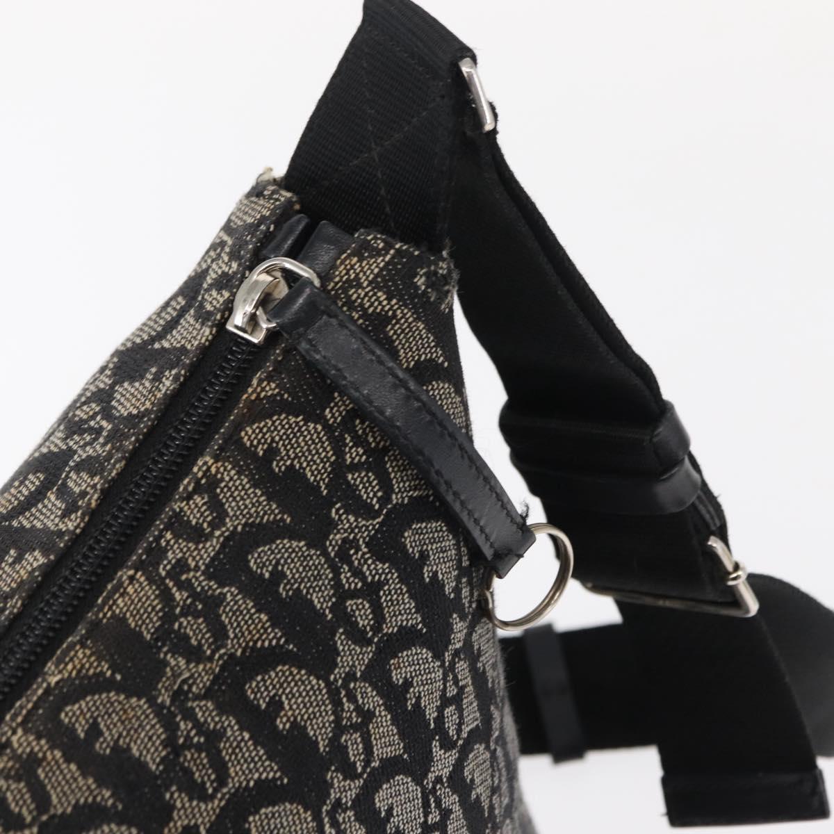 Christian Dior Trotter Canvas Shoulder Bag Black Silver Auth 153644