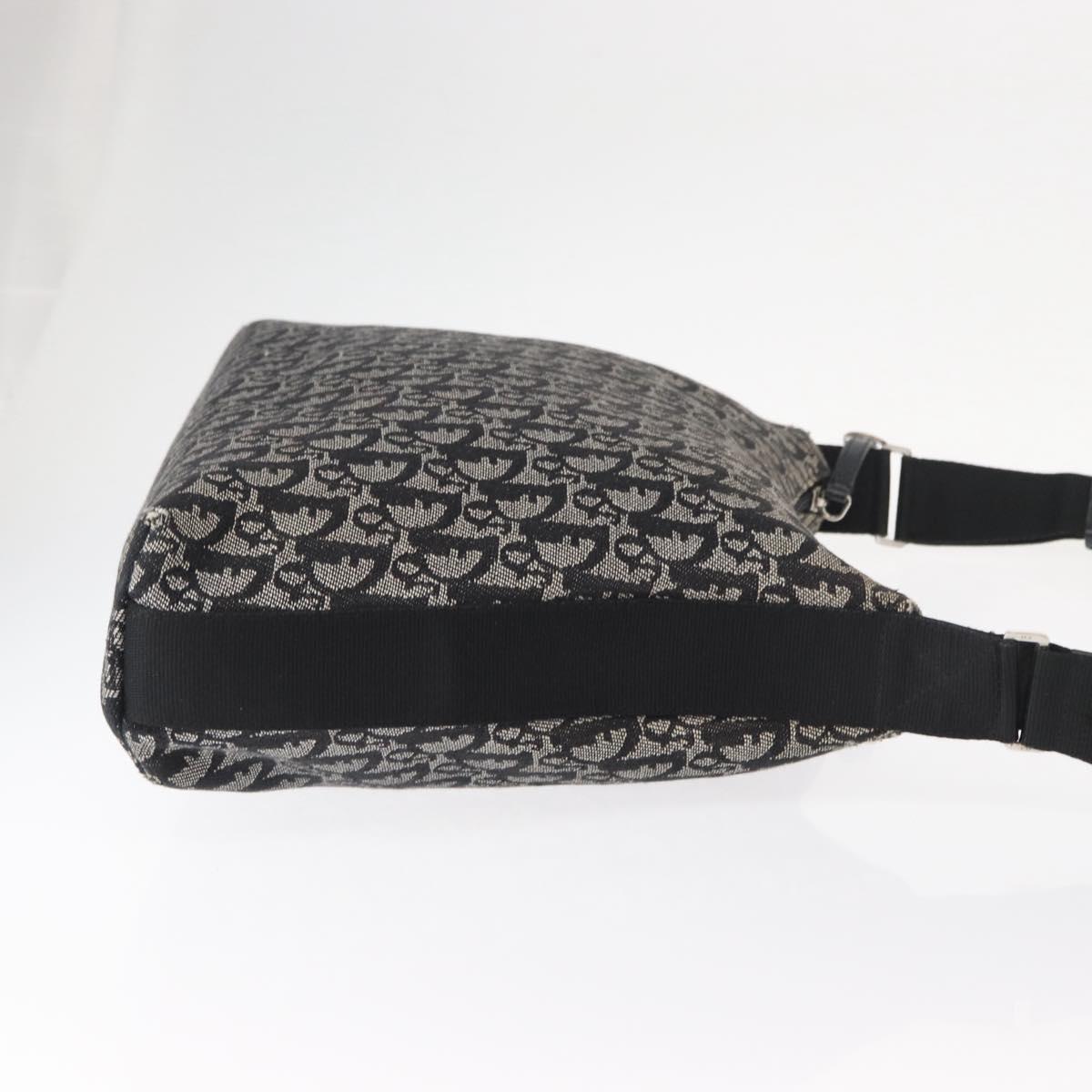 Christian Dior Trotter Canvas Shoulder Bag Black Silver Auth 153644