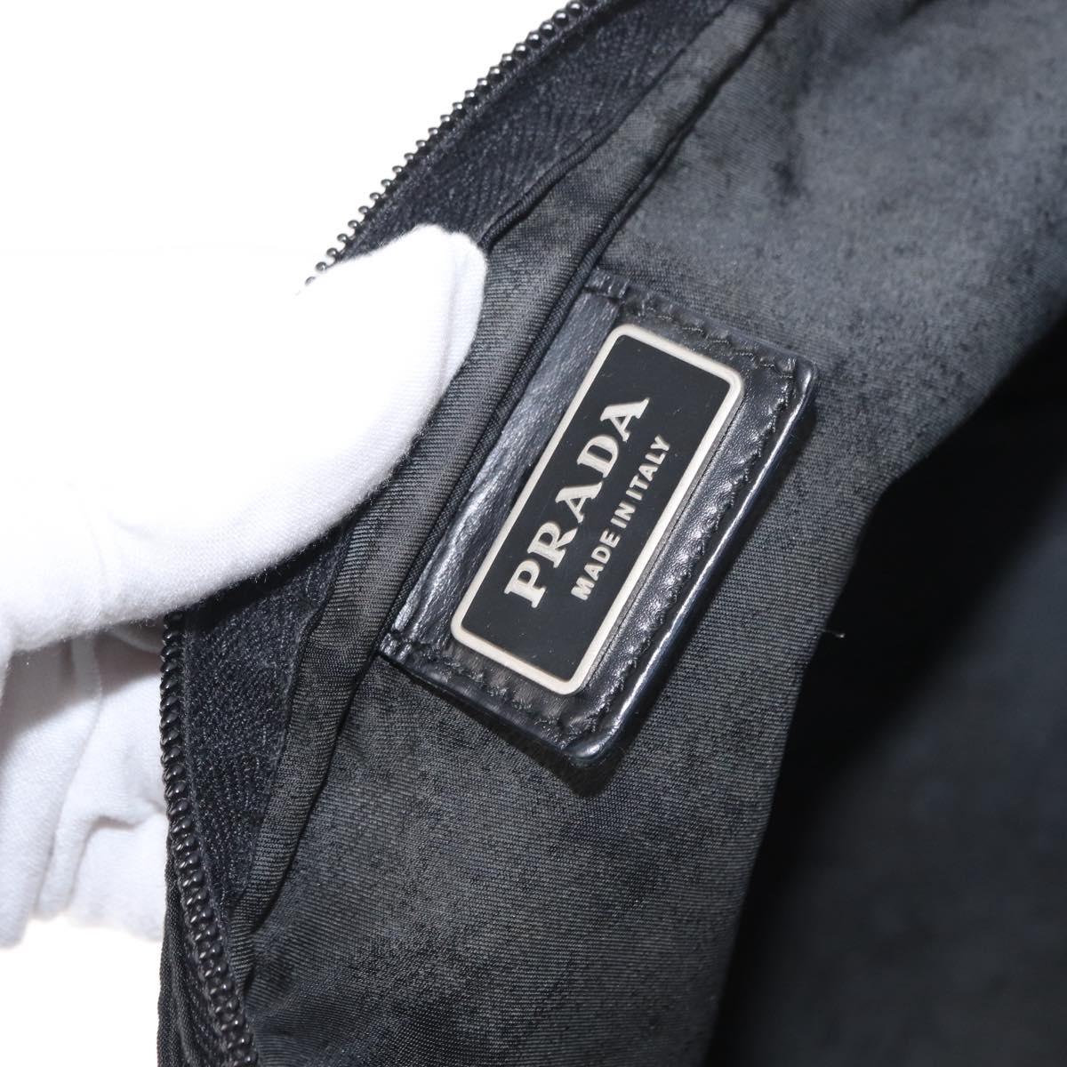 PRADA Shoulder Bag Nylon Black Silver Auth 153649