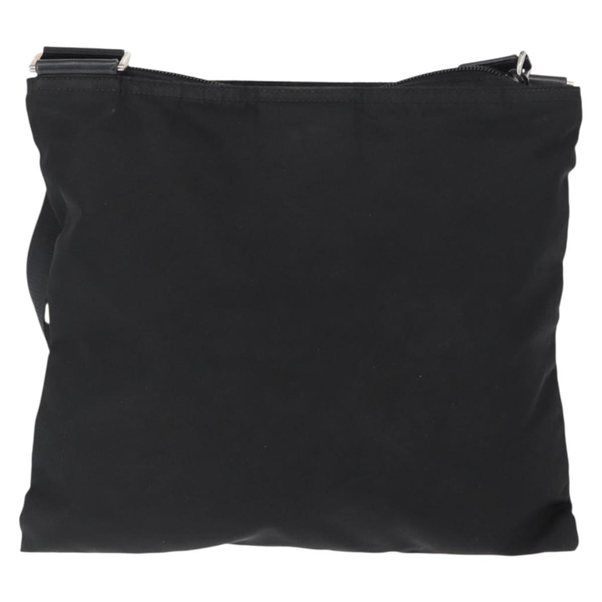 PRADA Shoulder Bag Nylon Black Silver Auth 153649