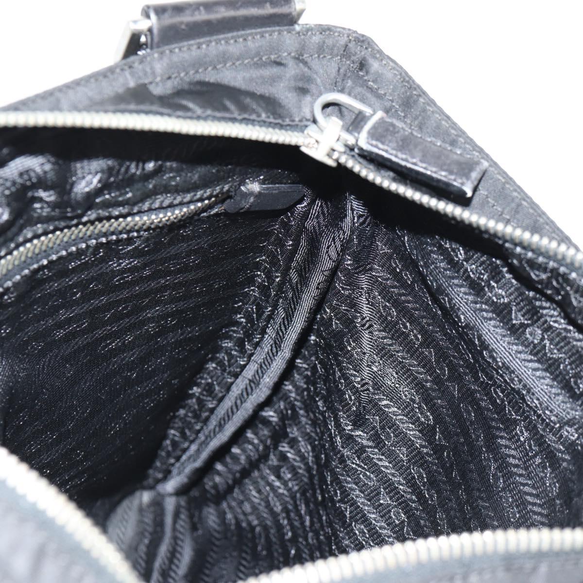 PRADA Shoulder Bag Nylon Black Silver Auth 153653V