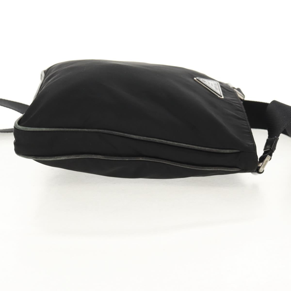 PRADA Shoulder Bag Nylon Black Silver Auth 153653V