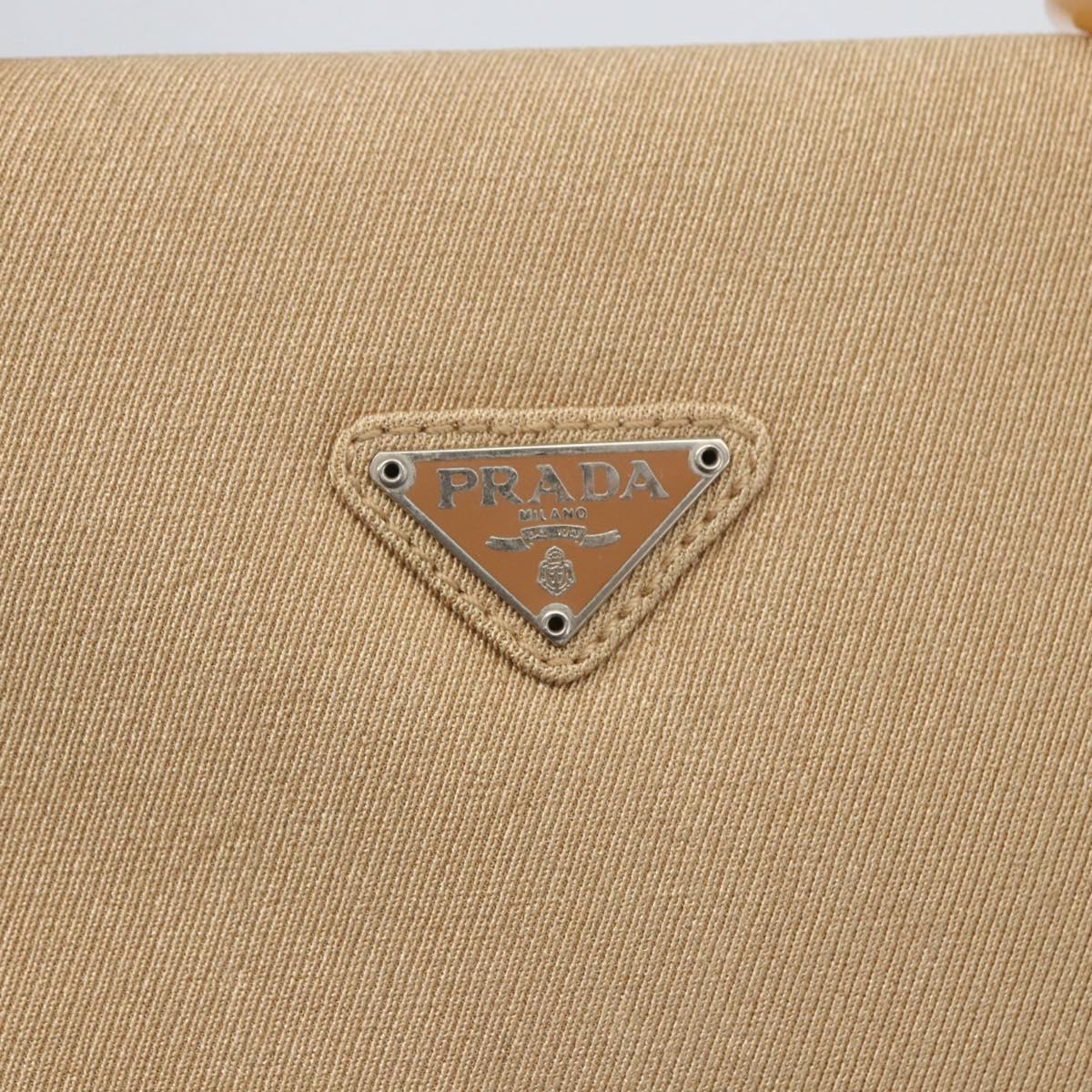 PRADA Chain TESSUTO SWING Shoulder Bag Nylon Beige Silver B6436 Auth 153656V