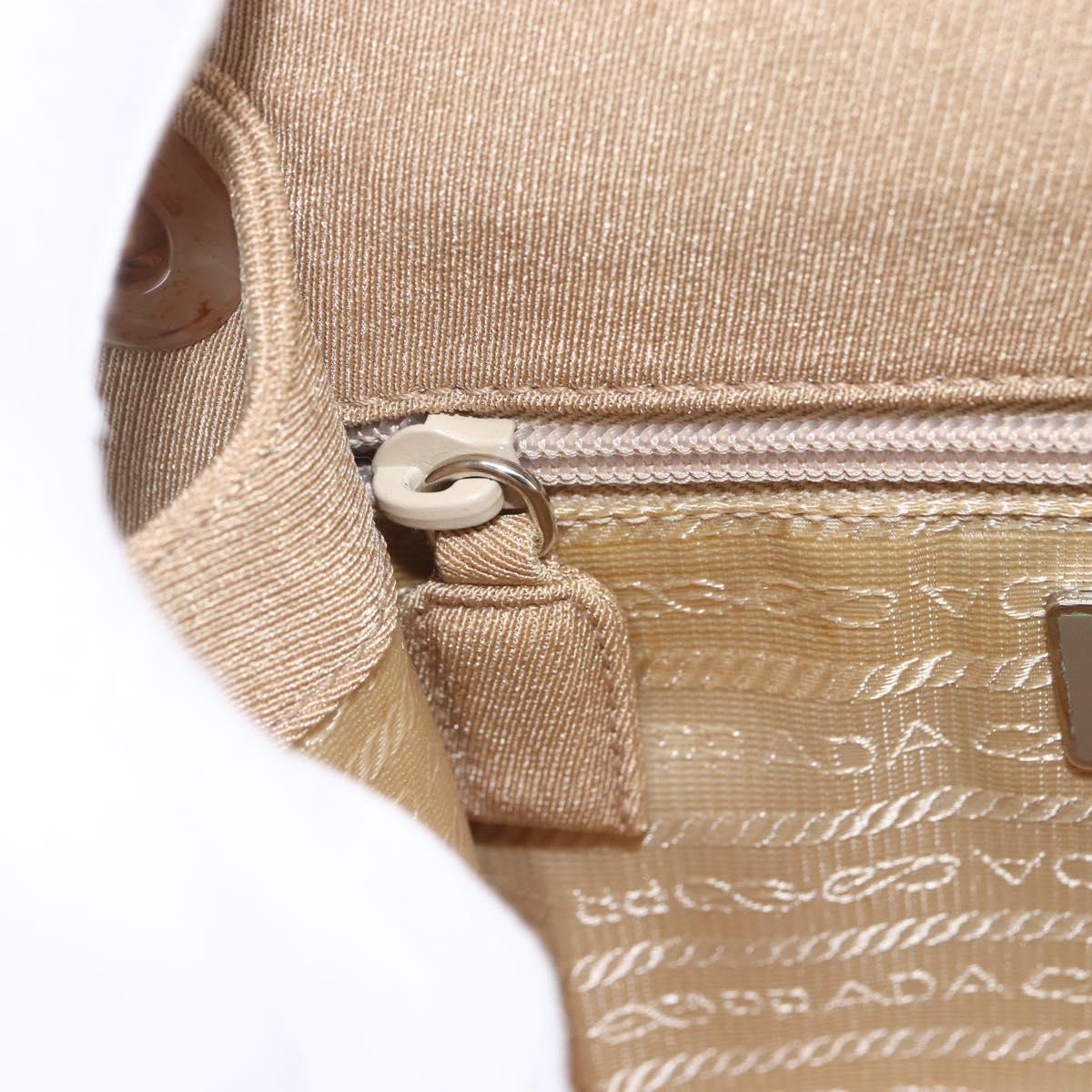 PRADA Chain TESSUTO SWING Shoulder Bag Nylon Beige Silver B6436 Auth 153656V