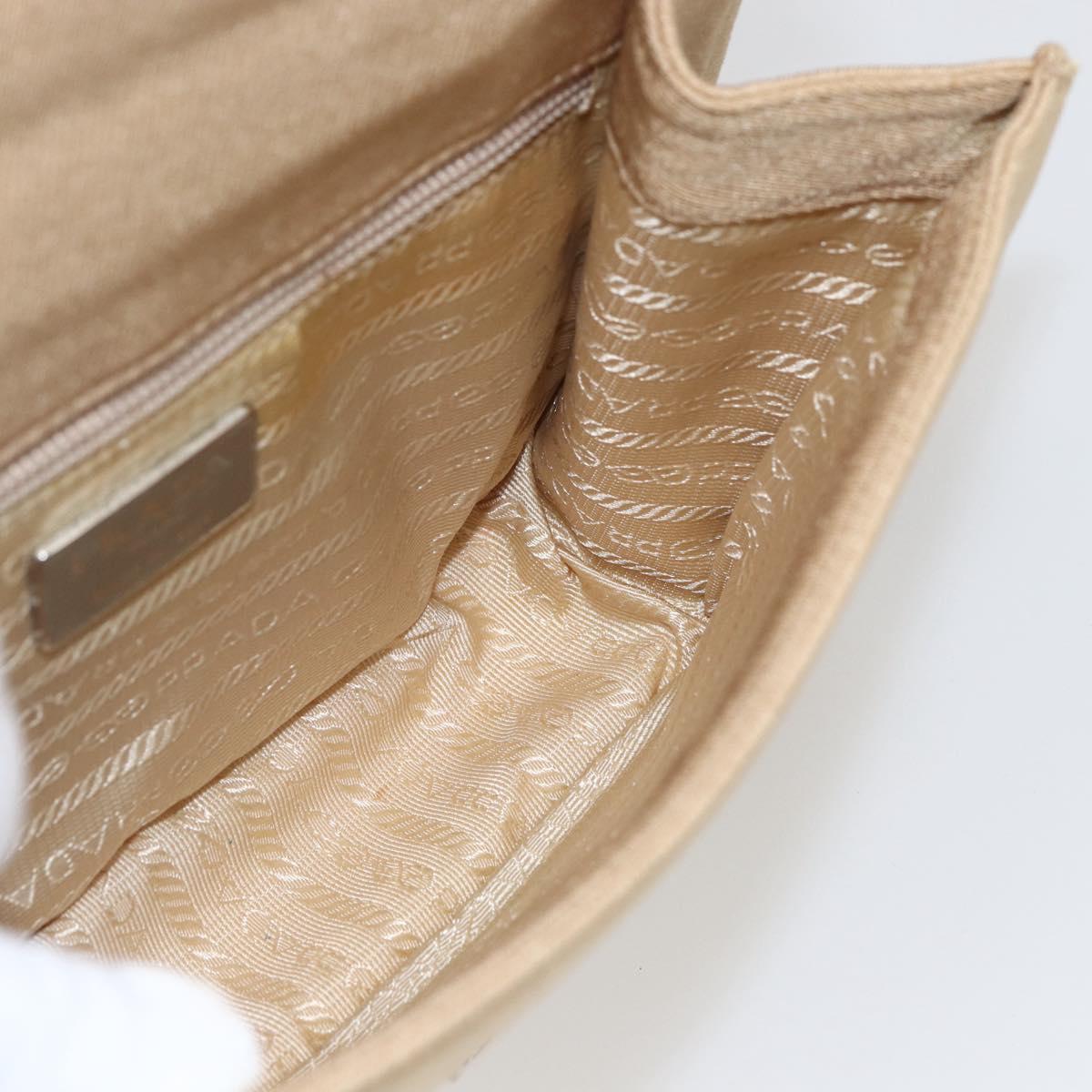 PRADA Chain TESSUTO SWING Shoulder Bag Nylon Beige Silver B6436 Auth 153656V