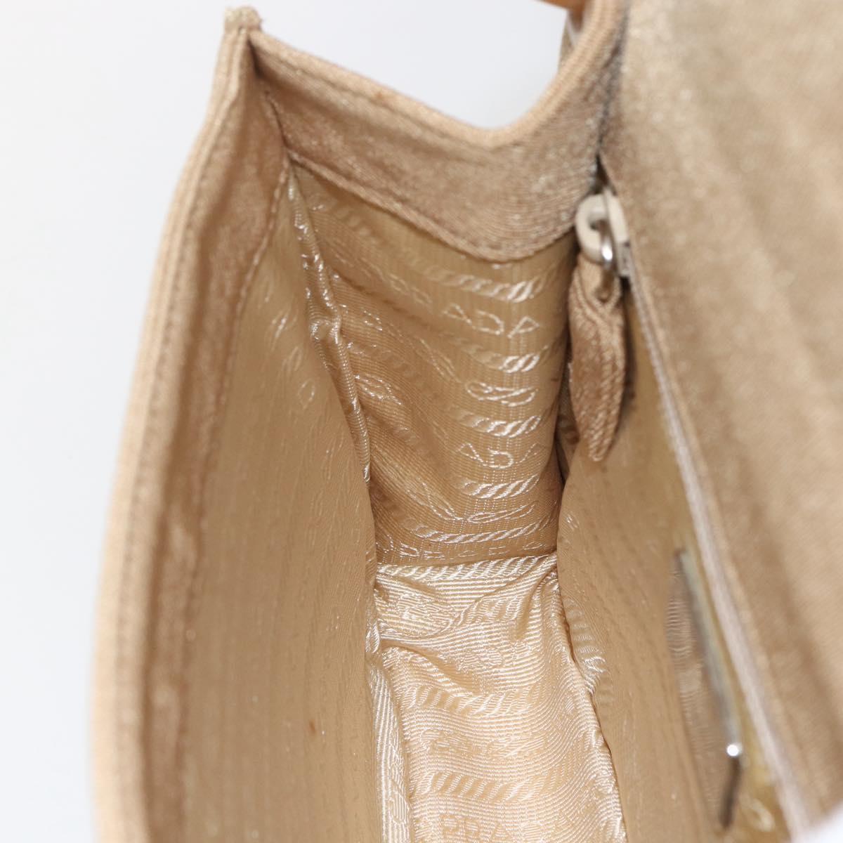 PRADA Chain TESSUTO SWING Shoulder Bag Nylon Beige Silver B6436 Auth 153656V