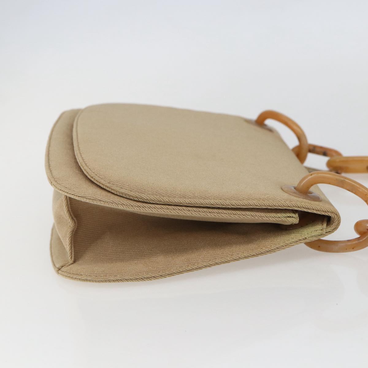 PRADA Chain TESSUTO SWING Shoulder Bag Nylon Beige Silver B6436 Auth 153656V