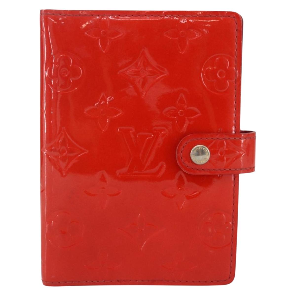LOUIS VUITTON Monogram Vernis Agenda PM Day Planner Cover Red R21016 Auth 153667