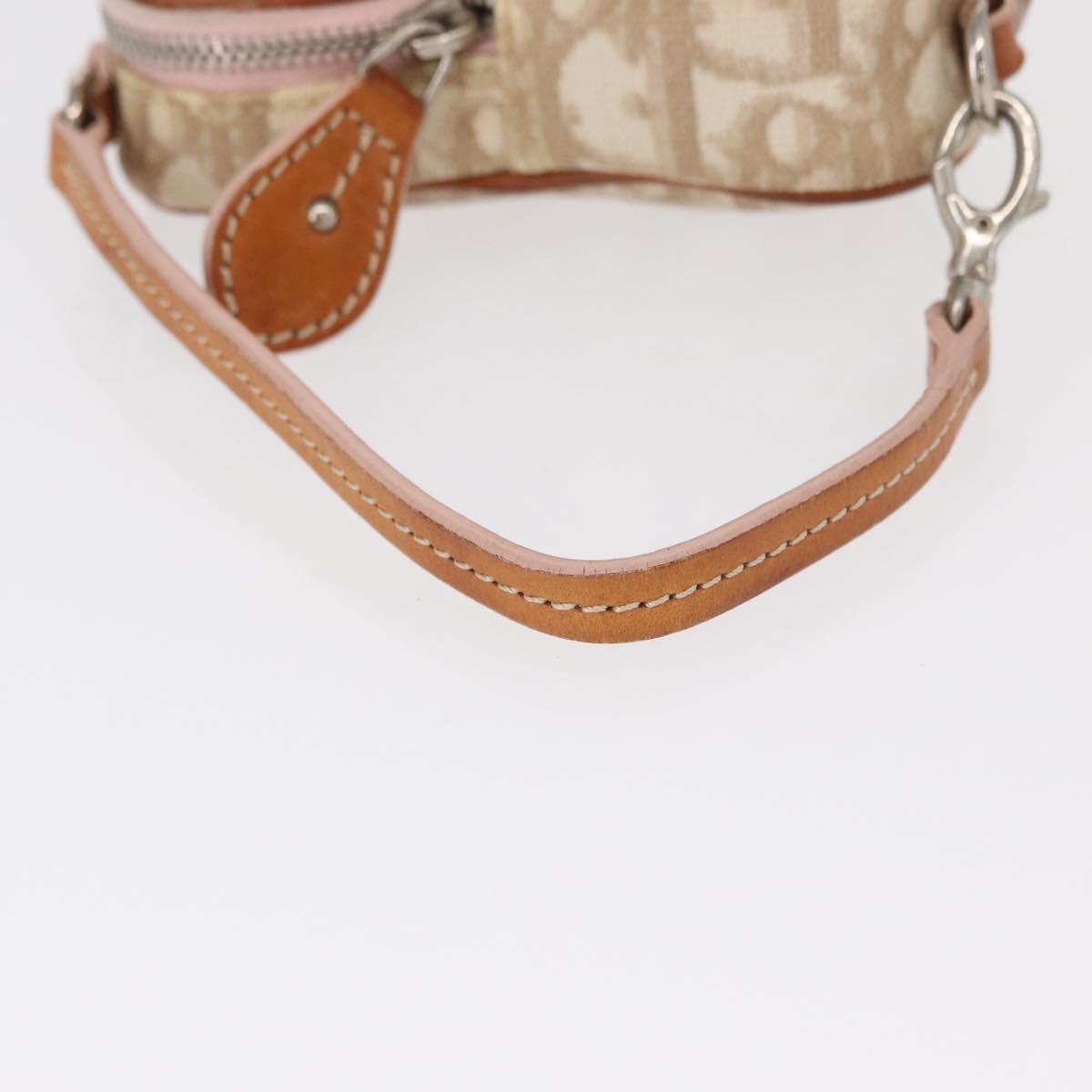 Christian Dior Trotter Canvas Romantic Pouch PVC Beige Silver Auth 153669V