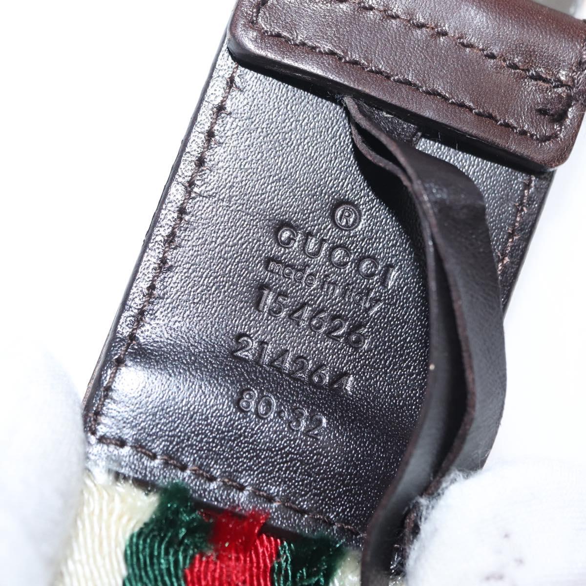 GUCCI Web Sherry Line Belt Canvas 36.6"" Red Green 154626 Auth 153673