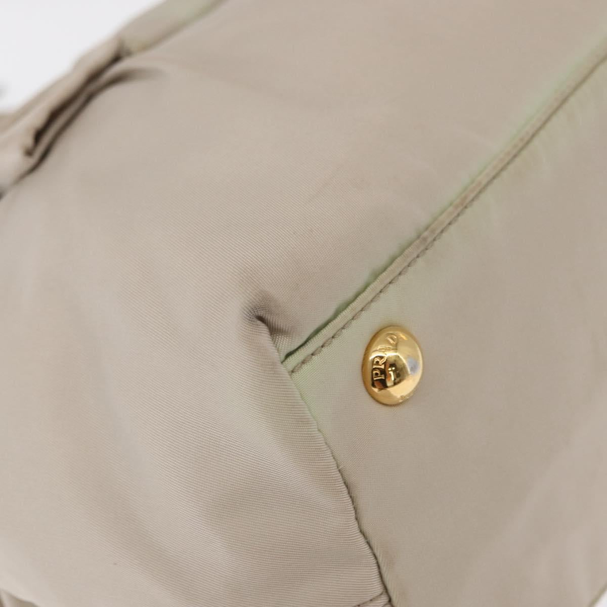 PRADA Hand Bag Nylon 2way Gold Light green Auth 153682