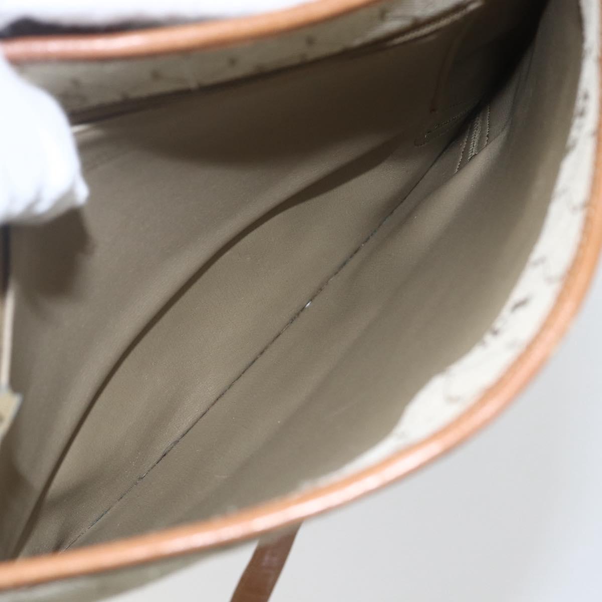 Christian Dior Honeycomb Canvas Shoulder Bag PVC Beige Gold Auth 153689