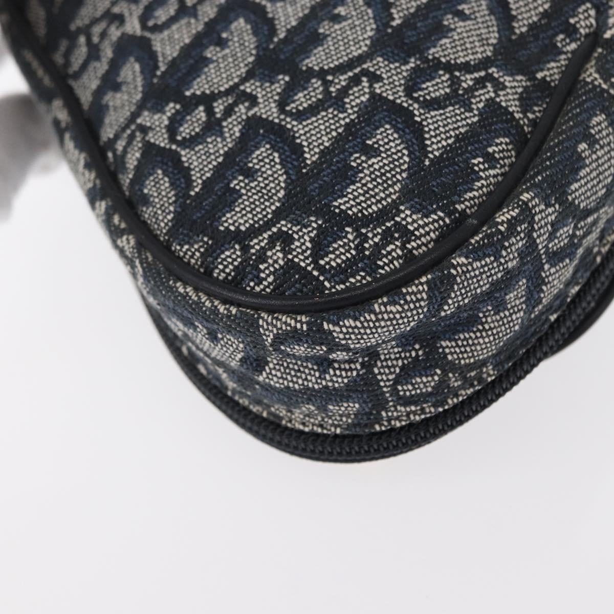 Christian Dior Trotter Canvas Saddle Pouch Blue Gold Auth 153710V