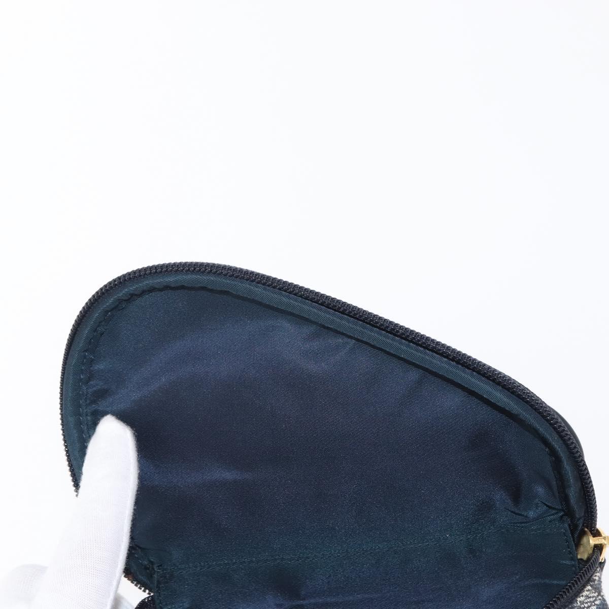 Christian Dior Trotter Canvas Saddle Pouch Blue Gold Auth 153710V