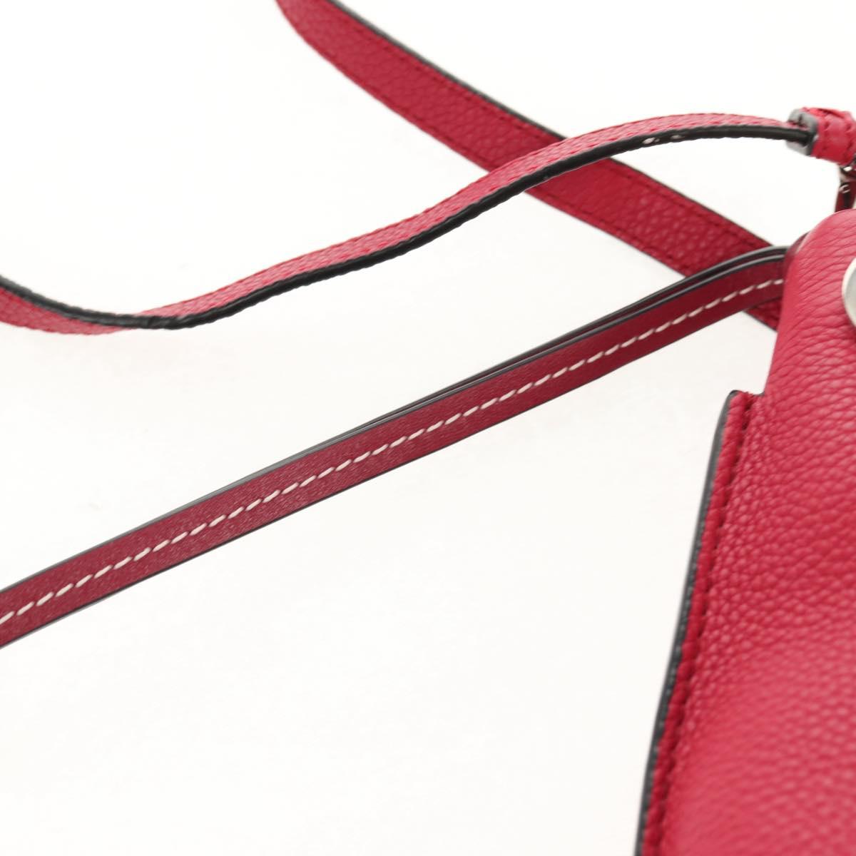 LOEWE Anagram Missy Small Shoulder Bag Leather Red Silver Auth 153712V