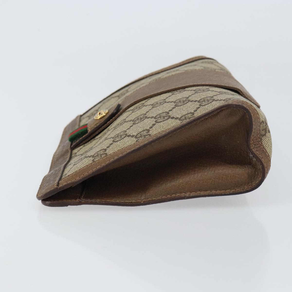 GUCCI GG Supreme Web Sherry Line Clutch Bag PVC Beige Gold 89 01 032 Auth 153730