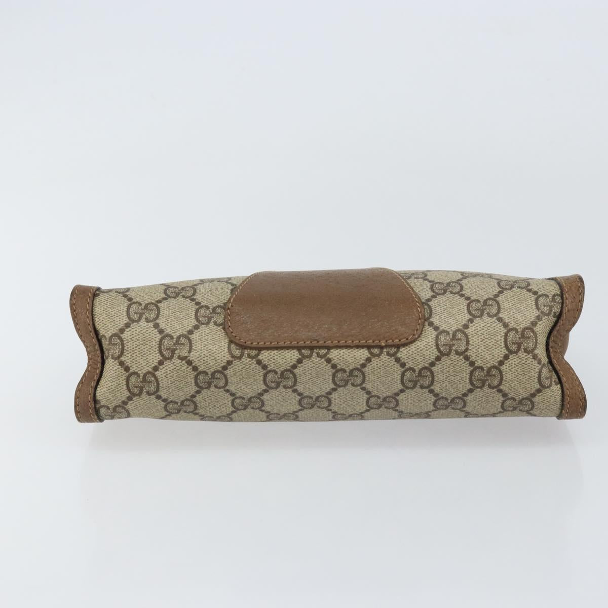 GUCCI GG Supreme Web Sherry Line Clutch Bag PVC Beige Gold 89 01 032 Auth 153730