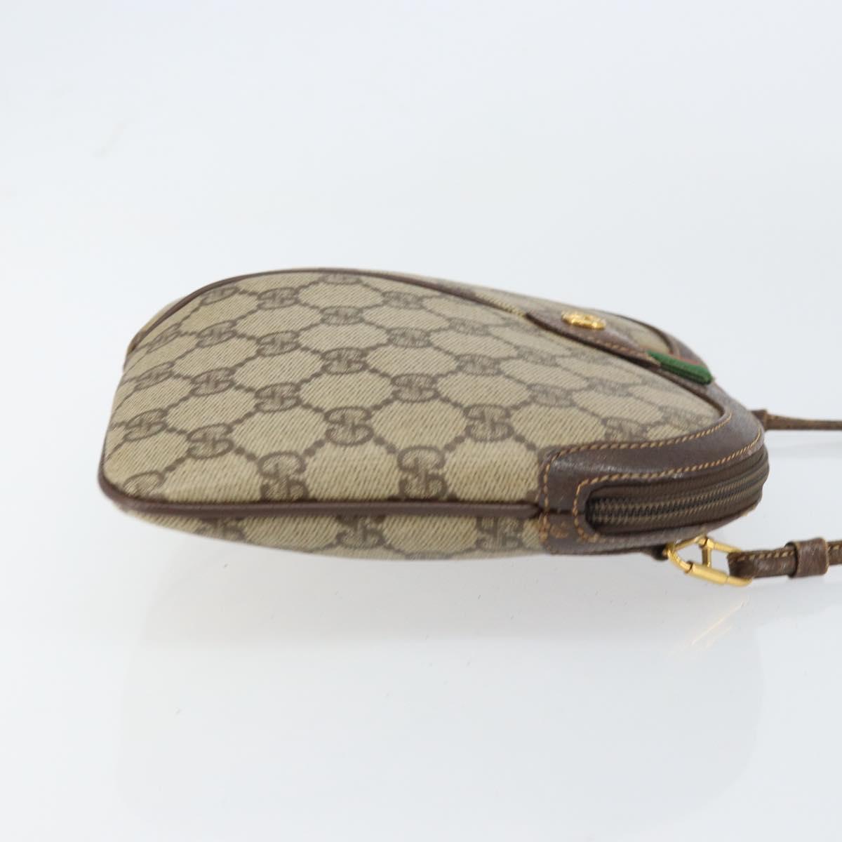 GUCCI GG Supreme Web Sherry Line Bag PVC Beige Gold 904 02 047 Auth 153731